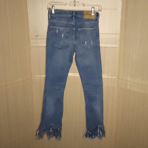 Zara Trafaluc Denimwear Floral Boho Embroidered Fringe Hem Jeans 2 - Picture 4 of 9